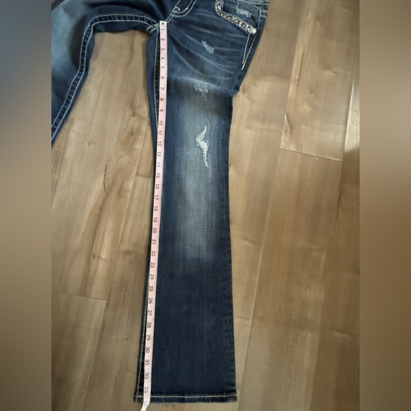 NEW Miss Me Signature Boot Cut Jeans Women 27 Denim Flap Pocket Beading Sequin - Picture 8 of 9